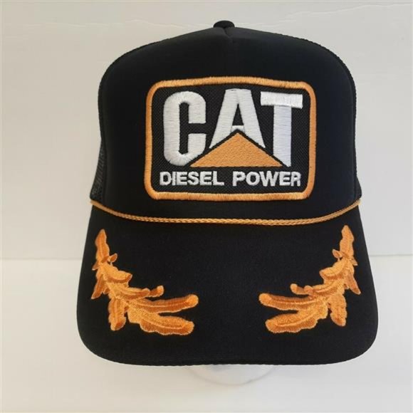 Vintage Style CAT Diesel Power Embroidered Patch Foam Curved Bill Trucker Mesh